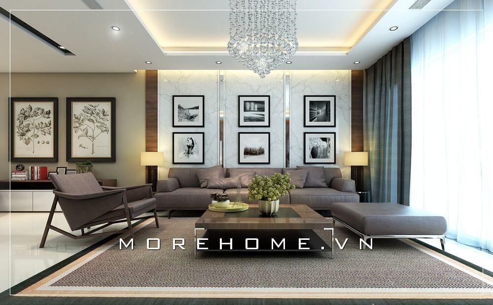 Bộ sofa màu nâu sang trọng cho không gian phòng khách